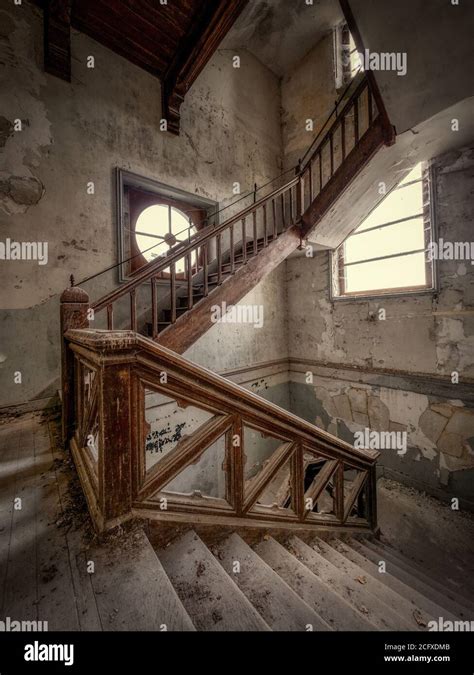 Inside of an abandoned castle in France Stock Photo - Alamy