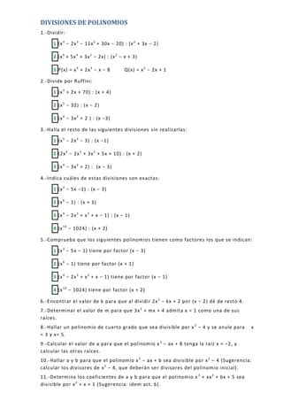 Divisiones De Polinomios Pdf