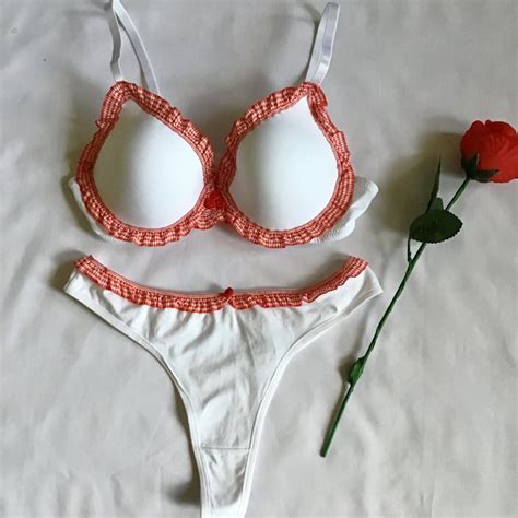 White Ruffle Lingerie Set White Bra And Panty Set Cute Lingerie Set