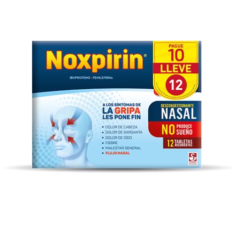 Noxpirin Ibuprofeno Fenilefrina 200mg 20mg Siegfried Caja X 12 Tabletas