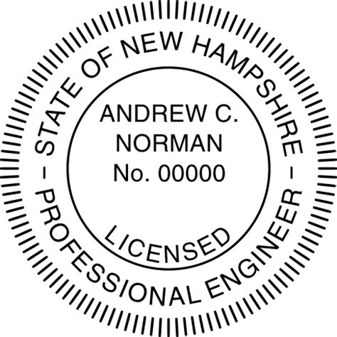 New Hampshire Professional Engineer Professional Engineer Seals And