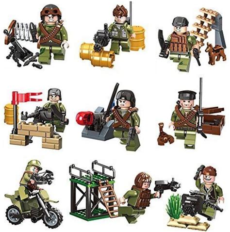 Genrc Army Minifigures Lego Compatible Set 9pcs Army Minifigures And