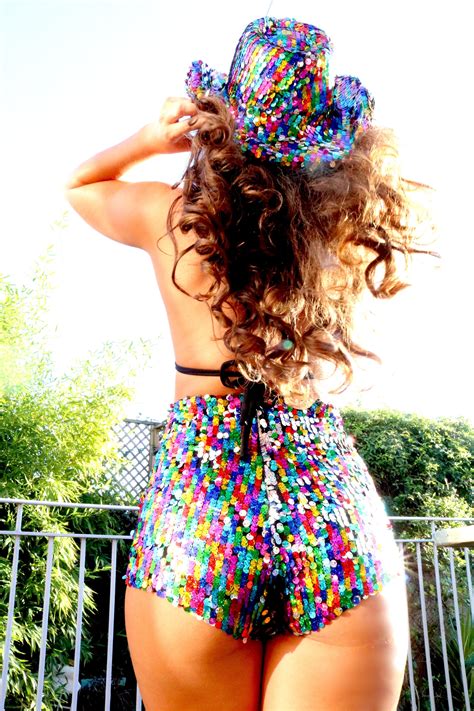 Rainbow Sequin High Waisted Shorts Hot Pants Handmade In UK Etsy