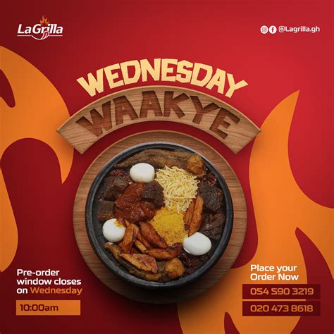 Wednesday Waakye Flyer Design | Publicité alimentaire, Affiche de nourriture, Design culinaire