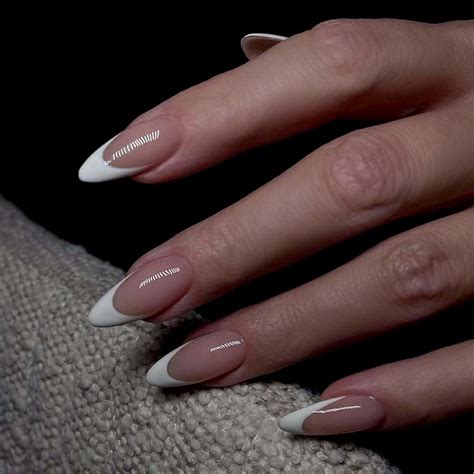 Pcs Almond False Nails French Tip False Nails Nude Natural French Style Almond Press On