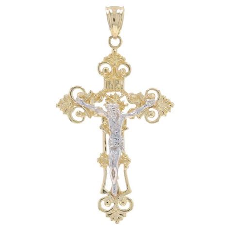 Yellow Gold Ornate Crucifix Mens Pendant 14k Faith For Sale At 1stdibs