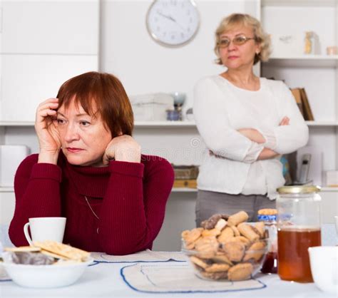 Senior Woman Offended After Quarrel With Friend Stock Image Image Of