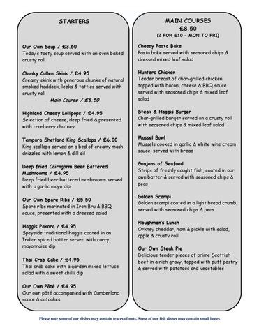 Waterfront Restaurant Inverness Lunch Menu Nov 2013 by Explore ...