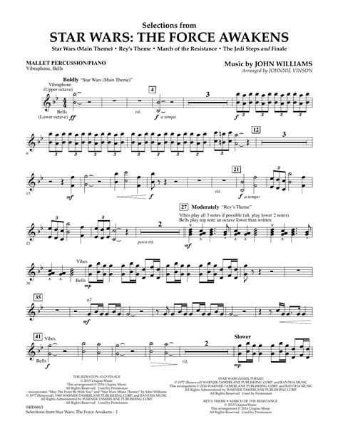 Selections From Star Wars The Force Awakens Mallet Percussion Sheet