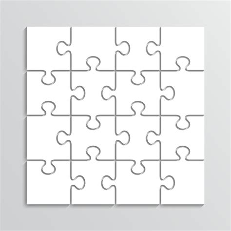 Premium Vector Square Puzzle Pieces 4x4 Grid Modern Background With 16 Separate Shapes Jigsaw