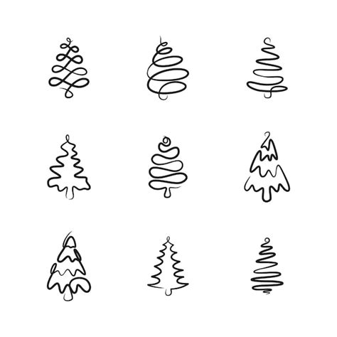 Disegno A Linea Continua Albero Di Natale Disegno A Una Linea Dell