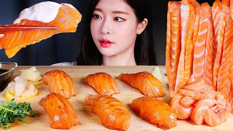 연어덕후의 직접 만든 대왕연어초밥 연어국수 1kg 먹방 Ft 오마카세 Vlog Making Salmon Noodles