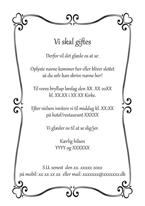 Elegant Delux Invitation Bryllup Nr 8 Invitationer Til Fest