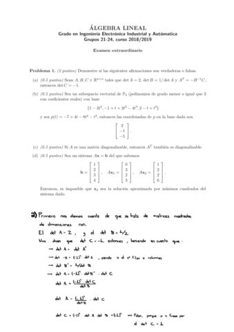 Algebra Lineal Examen Final Resuelto Y Explicado Pdf