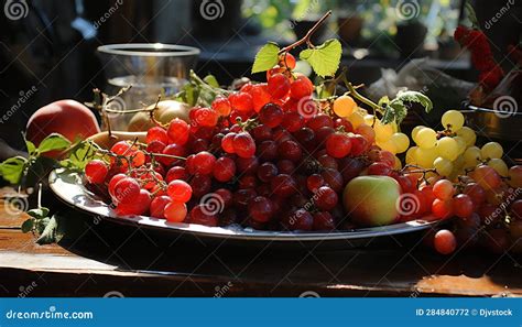 Freshness Of Nature Bounty Ripe Organic Fruit On Wooden Table