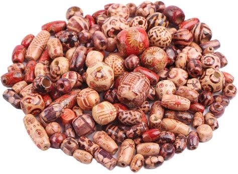 Amazon Ximimark 400 PCS Mix Wooden Bead Tribal Pattern Wood Beads