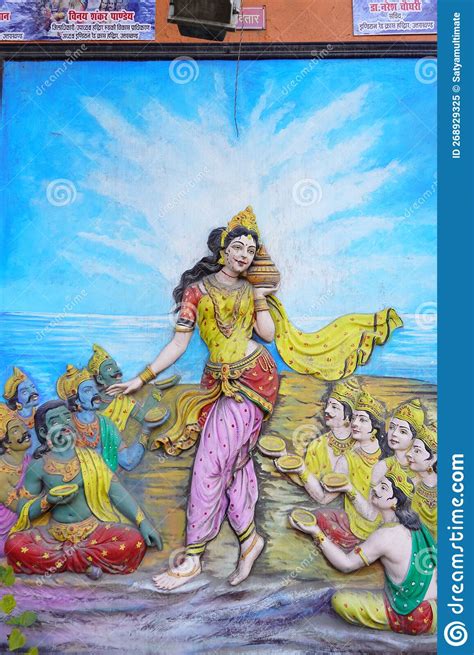 Statue Of Mohini Indian Mythology Colorful Image Editorial Image