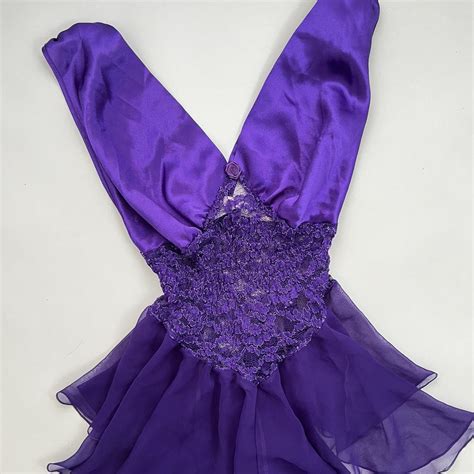 Vintage Purple Lace Lingerie Slip Dress Size Medium Depop