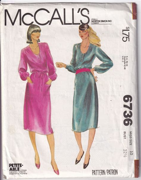 Vintage Mccall S Sewing Pattern Misses Dress Size Bust