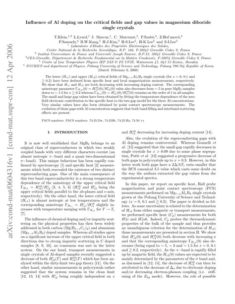 PDF Influence Of Al Doping On The Critical Fields And Gap Values In