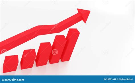 D Red Graph Showing Rise In Profits Or Earnings Stock Illustration