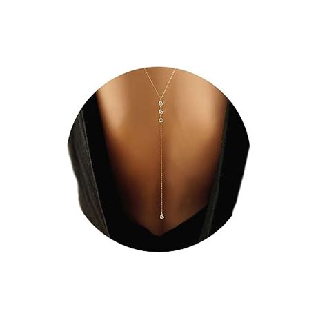 Edary Women S Gold Alloy Back Body Chain Featuring Crystal Accents Perfect Beach Or Bikini