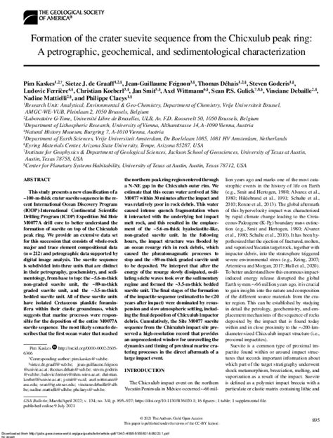 (PDF) Formation of the crater suevite sequence from the Chicxulub peak ...