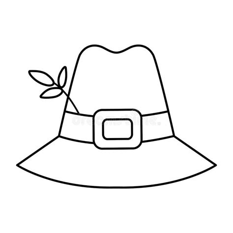 Vector Black and White Pilgrim Hat Isolated on White Background ...