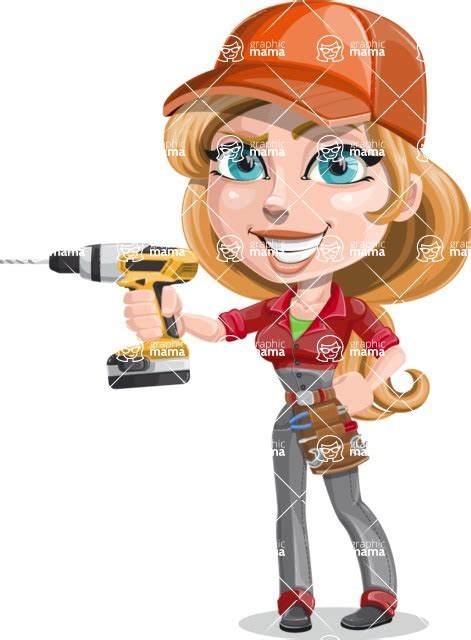 Pretty Mechanic Girl Cartoon Vector Character AKA Carlita / Holding a ...