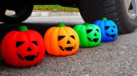 Crushing Crunchy Soft Things By Car EXPERIMENT HALLOWEEN PUMPKINS