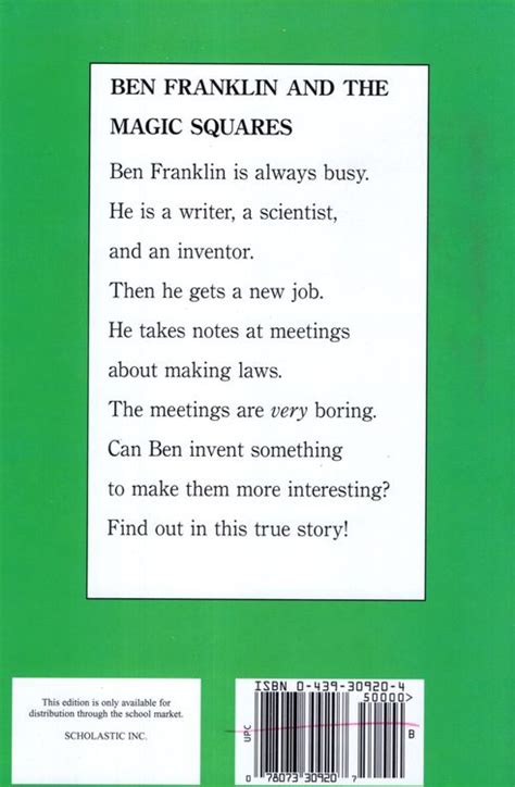 Ben Franklin And The Magic Squares Scholastic Reader