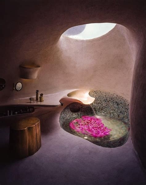 Gorgeous Natural Bathroom In Cob House Earthship Home Design