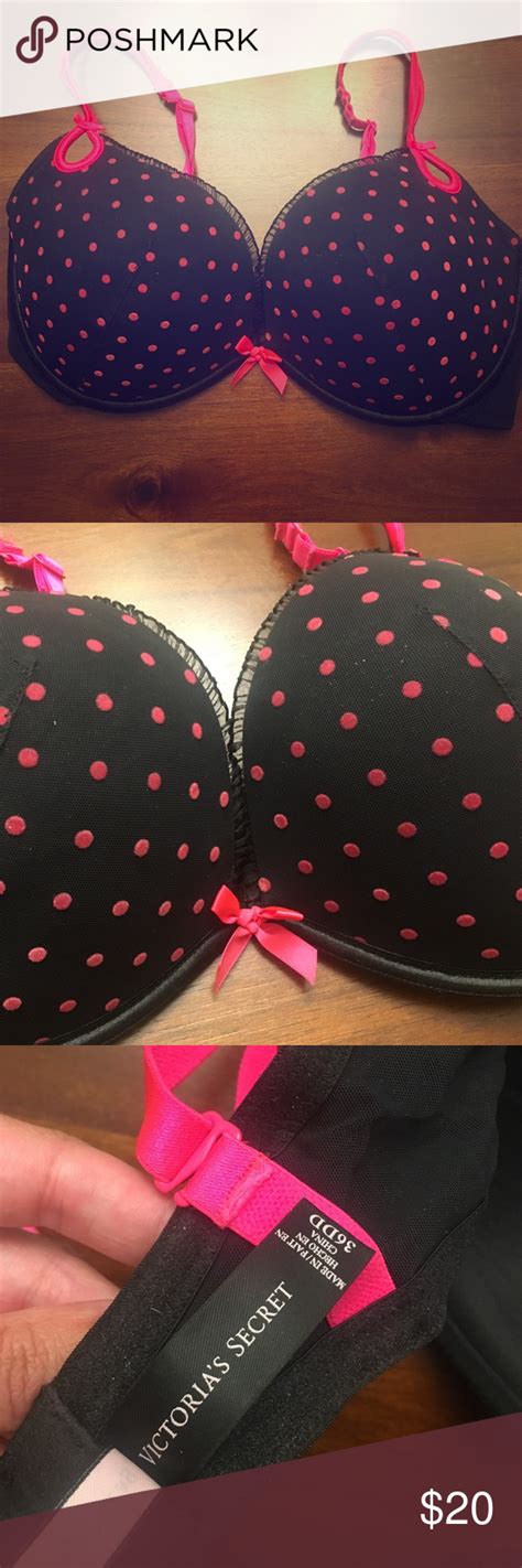 Vs Black And Hot Pink Polka Dot Bra Pink Polka Dots Hot Pink Bra