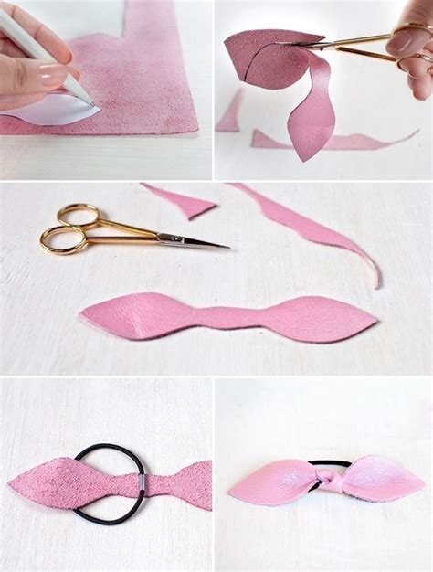 Diy Leather Bow Hair Tie · How To Make A Bobble / Tie · Jewelry on Cut ...