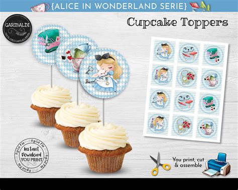 Alice In Wonderland Cupcake Toppers Printable