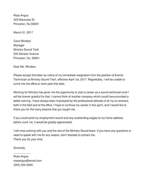 Standard Resignation Letter 32 Examples Format How To Write PDF