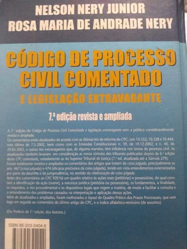 Nelson Nery Junior Código De Processo Civil Comentado E Leg MercadoLivre