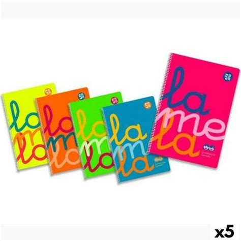 Set De Cuadernos Lamela Multicolor Cuarto 80 Hojas 5 Unidades Con