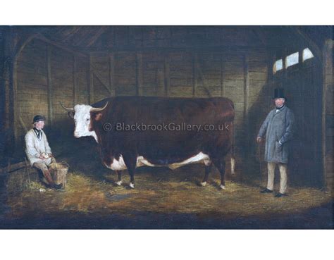 Antique Animal Painting Hereford Bull