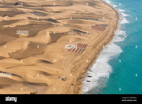 Espagne Iles Canaries Grande Canarie Maspalomas Dunes Et Plage Vue