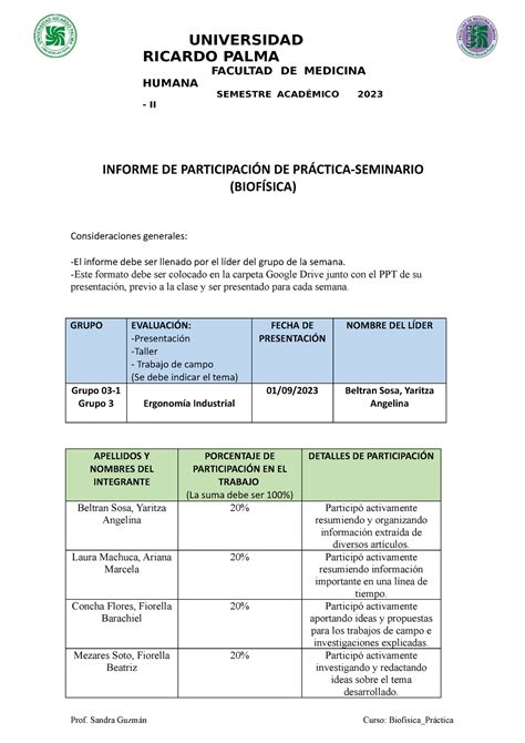 Informe DE Participacion Biofisica 2023II UNIVERSIDAD RICARDO PALMA