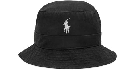 Polo Ralph Lauren Loft Bucket Hat In Black For Men Lyst Canada