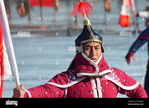 Entertainers Dressed In Helmets And Armor In The Style Of Manchu