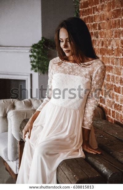 Beautiful Girl Sexy Brunette Dress Posing Stock Photo Shutterstock