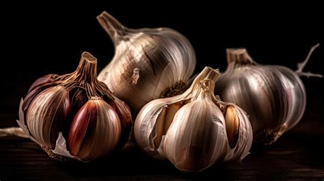 Group Of Cloves Of Garlic On A Dark Surface Background Garlic Garlic