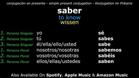 Learn Spanish Verbs Saber ⇔ To Know Simple Present Conjugation