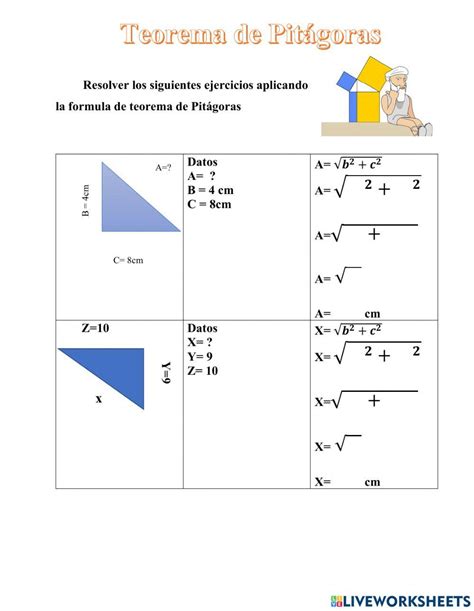 Teorema De Pitágoras Online Exercise For 8vo Curso Live Worksheets