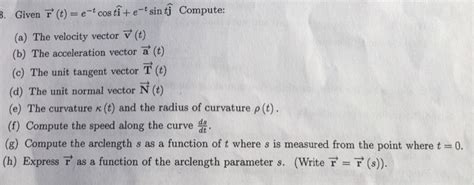 Solved Given R T E T Costi E T Sintj Compute The Chegg