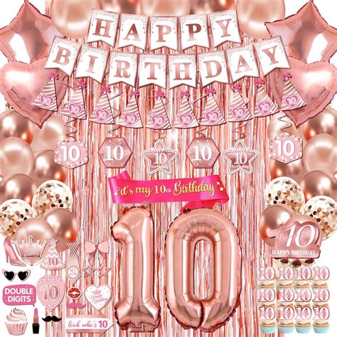 10th Birthday Decorations For Girls Total 70pcs Rose Gold Happy 10th Birthday