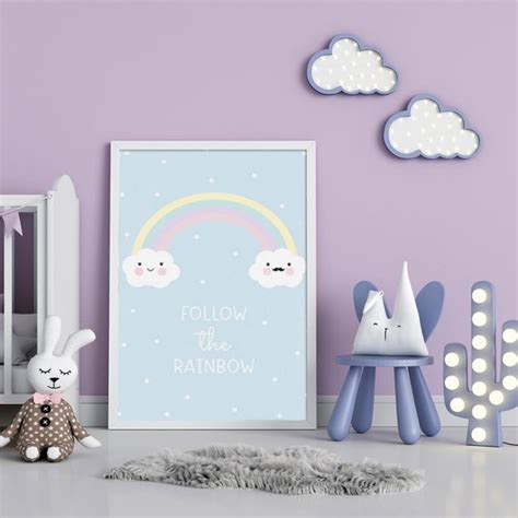 Quadro Decorativo Céu Azul Frase Siga o Arco íris Elo7